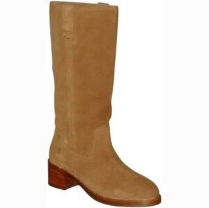 New FRYE 9 Camryn Campus Tall Boots COGNAC Brown Suede